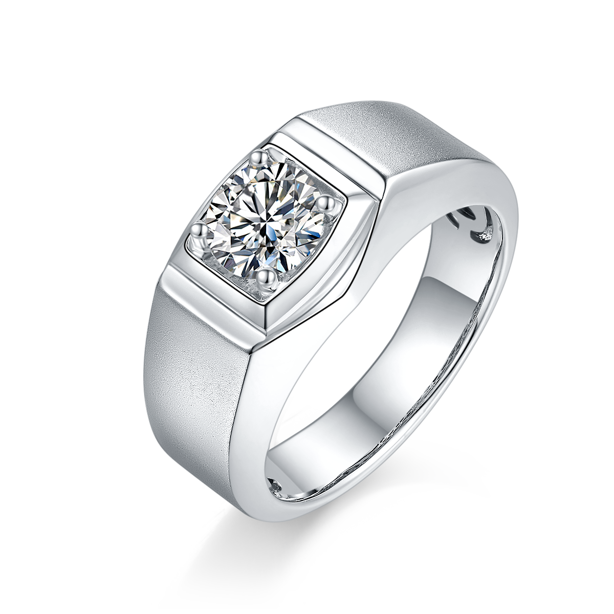 Ancestral model S925 silver plated platinum moissanite diamond men's ring 1 carat D-grade